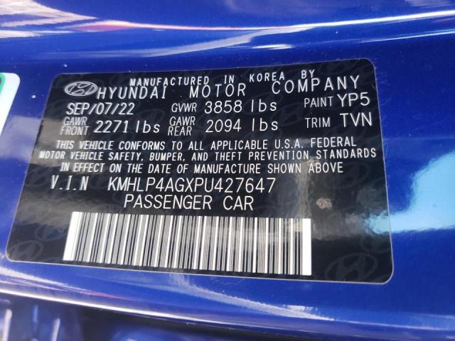 KMHLP4AGXPU427647 - 2023 HYUNDAI ELANTRA LIMITED BLUE photo 12