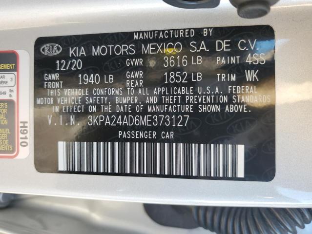 3KPA24AD6ME373127 - 2021 KIA RIO LX SILVER photo 12