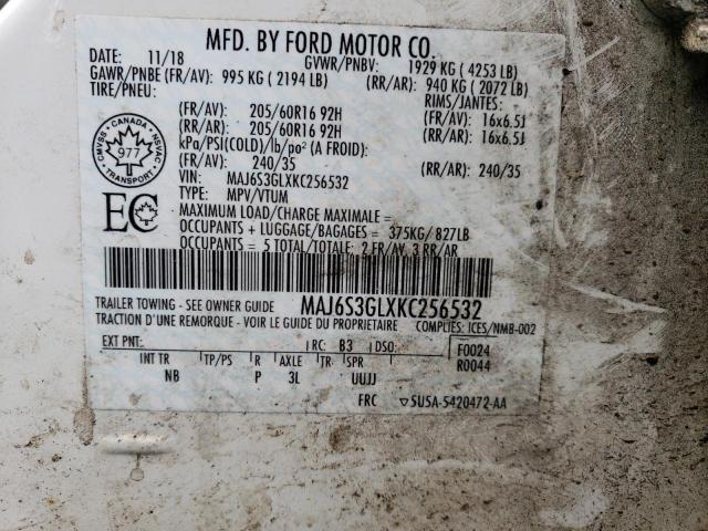 MAJ6S3GLXKC256532 - 2019 FORD ECOSPORT SE 白色 照片 12