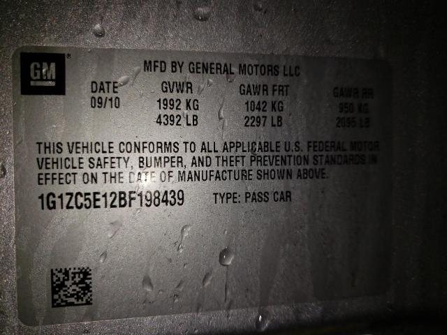 1G1ZC5E12BF198439 - 2011 CHEVROLET MALIBU 1LT ვერცხლისფერი ფოტო 12