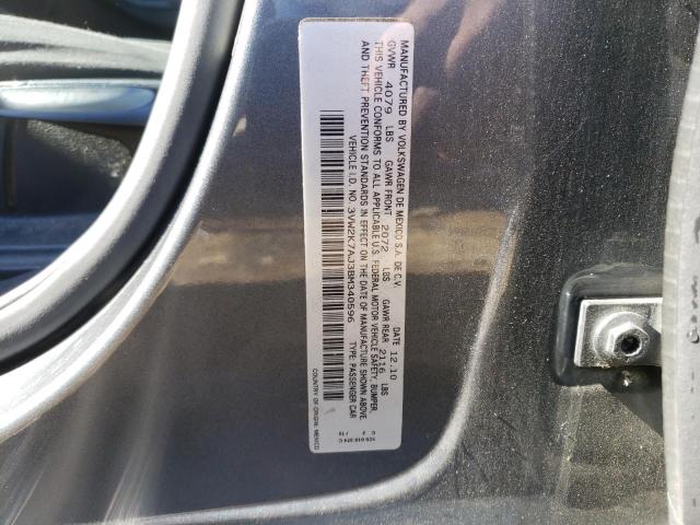 3VW2K7AJ3BM340596 - 2011 VOLKSWAGEN JETTA BASE Մոխրագույն լուսանկար 12