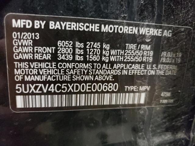 5UXZV4C5XD0E00680 - 2013 BMW X5 XDRIVE35I BLACK photo 12