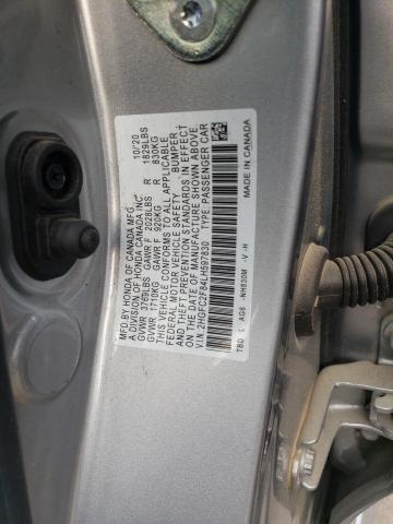 2HGFC2F84LH597830 - 2020 HONDA CIVIC SPORT SILVER photo 13