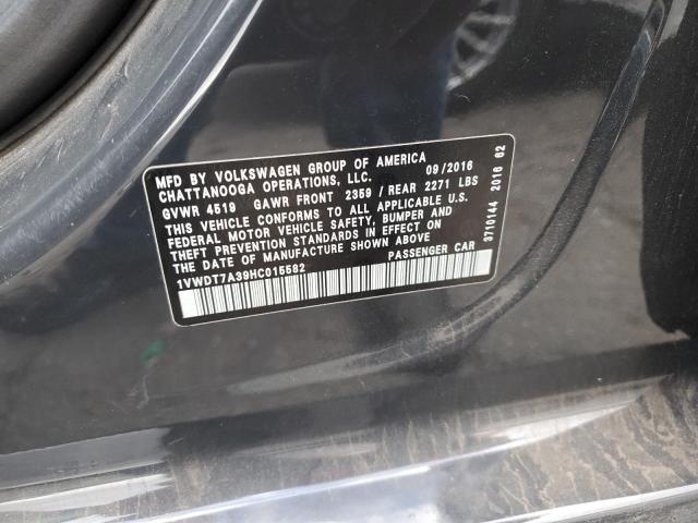 1VWDT7A39HC015582 - 2017 VOLKSWAGEN PASSAT R-LINE Boz foto 12