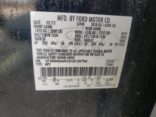 1FM5K8ARXDGC30794 - 2013 FORD EXPLORER POLICE INTERCEPTOR BLACK photo 13