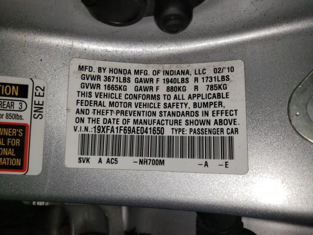 19XFA1F69AE041650 - 2010 HONDA CIVIC LX-S ვერცხლისფერი ფოტო 12