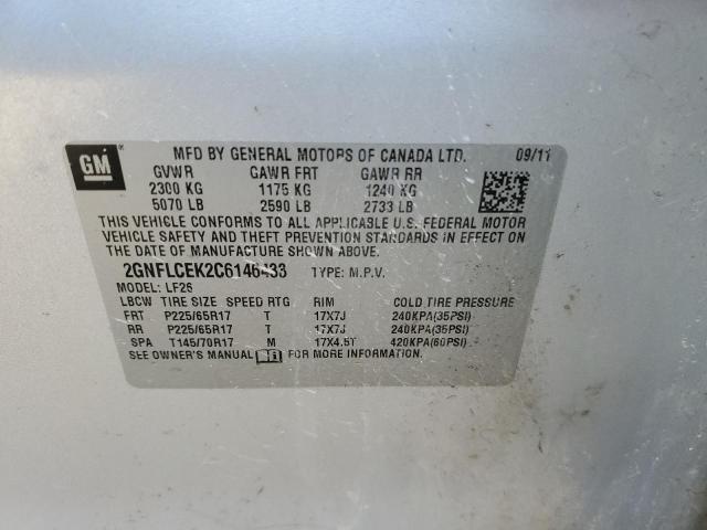 2GNFLCEK2C6146433 - 2012 CHEVROLET EQUINOX LS SILVER photo 13