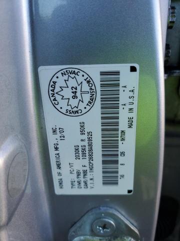 1HGCP26828A809525 - 2008 HONDA ACCORD EXL SILVER photo 12