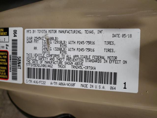 5TFSX5EN2JX061462 - 2018 TOYOTA TACOMA ACCESS CAB Qəhvəyi foto 12