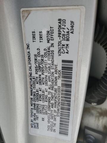 5TEHN72N24Z431693 - 2004 TOYOTA TACOMA DOUBLE CAB 银色 照片 12