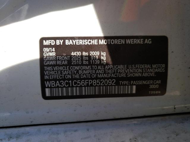 WBA3C1C56FP852092 - 2015 BMW 328 I SULEV WHITE photo 12