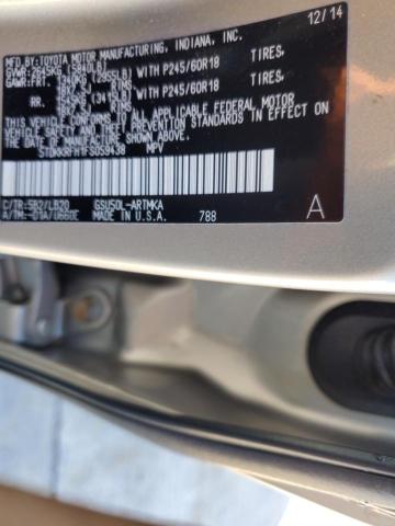 5TDKKRFH1FS059438 - 2015 TOYOTA HIGHLANDER XLE GOLD photo 12