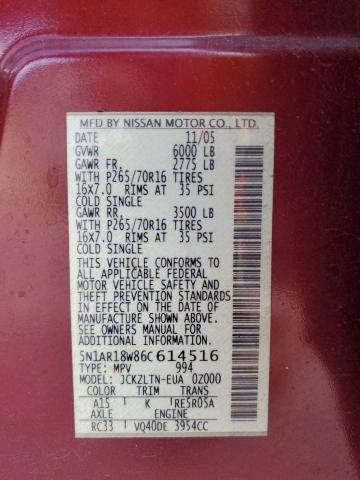 5N1AR18W86C614516 - 2006 NISSAN PATHFINDER LE ყავისფერი ფოტო 13