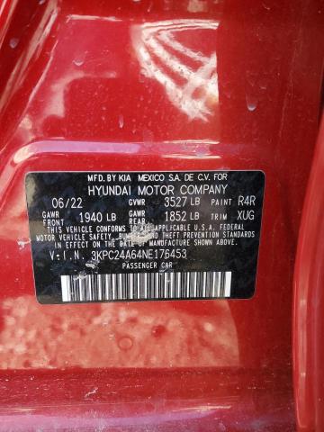 3KPC24A64NE176453 - 2022 HYUNDAI ACCENT SE RED photo 12