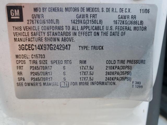 3GCEC14X97G242947 - 2007 CHEVROLET SILVERADO C1500 CLASSIC WHITE photo 12