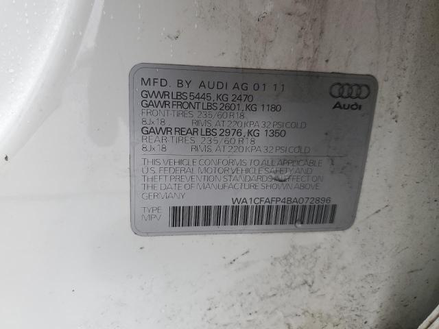 WA1CFAFP4BA072896 - 2011 AUDI Q5 PREMIUM WHITE photo 12