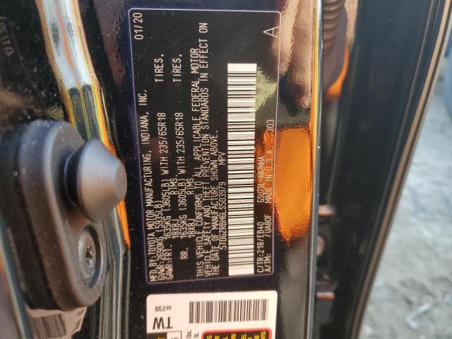 5TDGZRBH6LS503979 - 2020 TOYOTA HIGHLANDER XLE 黑色 照片 13