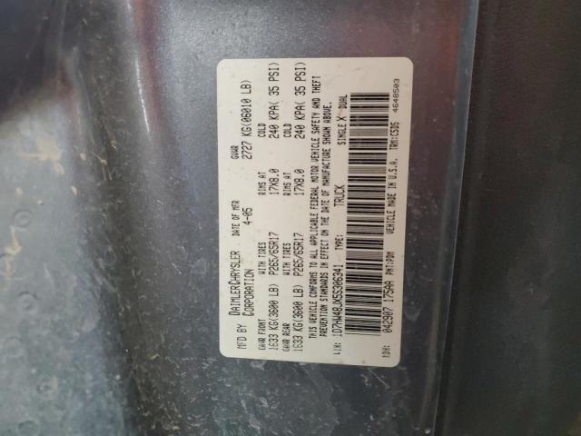 1D7HW48JX5S306341 - 2005 DODGE DAKOTA QUAD SLT GRAY photo 13