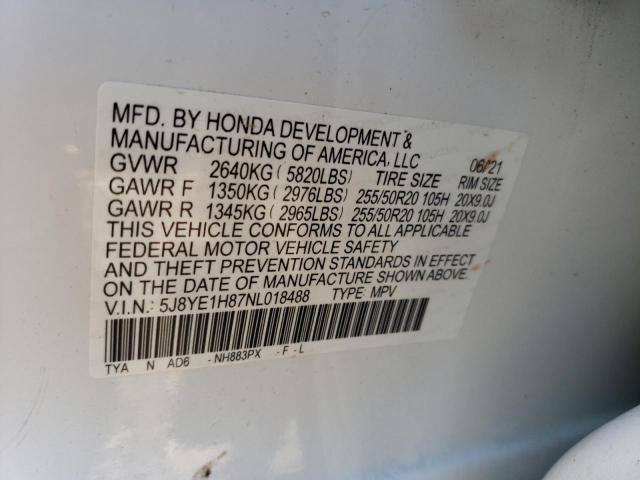 5J8YE1H87NL018488 - 2022 ACURA MDX ADVANCE WHITE photo 12