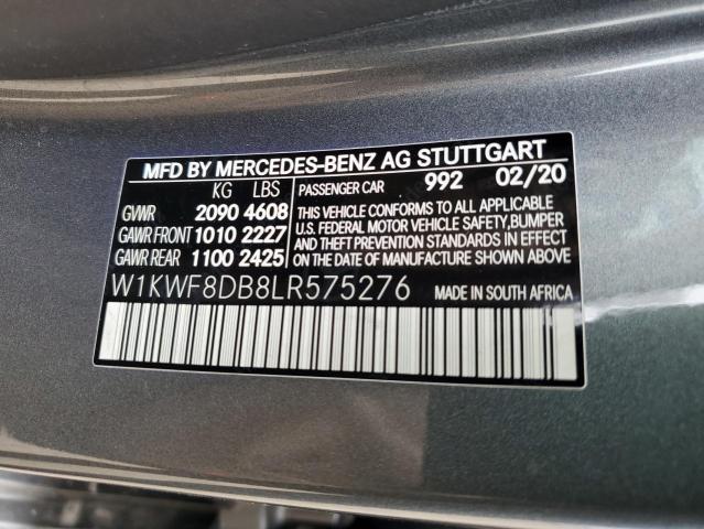 W1KWF8DB8LR575276 - 2020 MERCEDES-BENZ C 300 GRAY photo 12