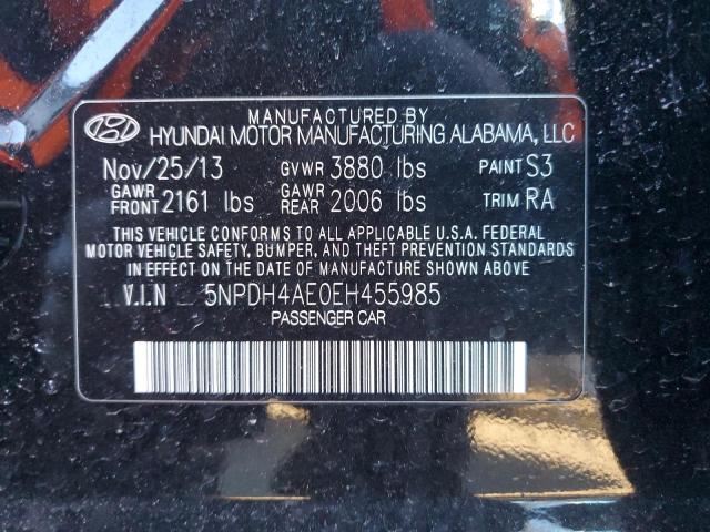 5NPDH4AE0EH455985 - 2014 HYUNDAI ELANTRA SE BLACK photo 12