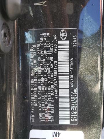 4T4BF3EK7BR094779 - 2011 TOYOTA CAMRY BASE BLACK photo 12