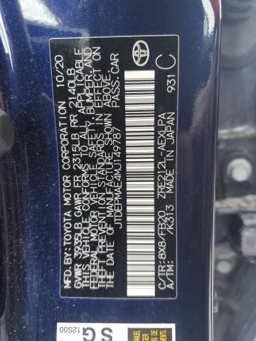 JTDEPMAE4MJ149787 - 2021 TOYOTA COROLLA LE BLUE photo 12