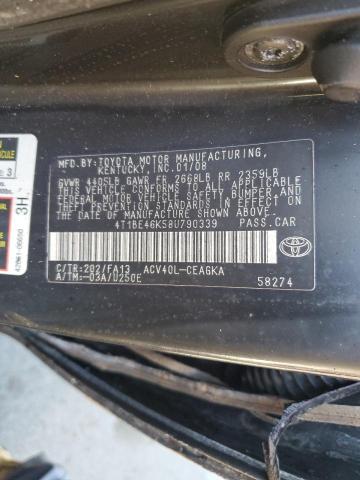 4T1BE46K58U790339 - 2008 TOYOTA CAMRY CE BURN photo 12