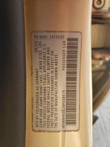 WVWRH63B73P038515 - 2003 VOLKSWAGEN PASSAT GLX Qızıl foto 12