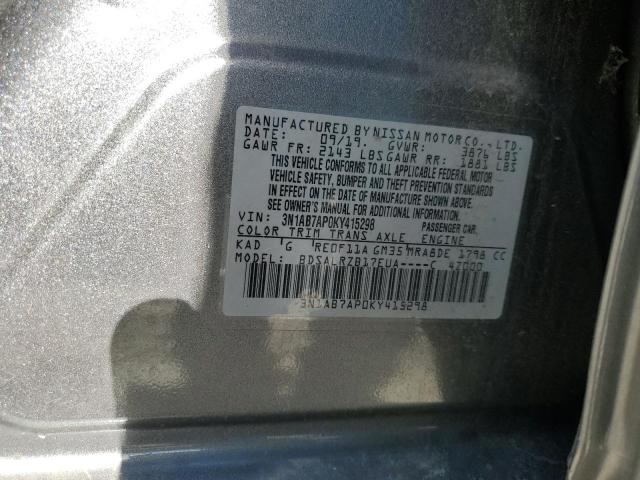 3N1AB7AP0KY415298 - 2019 NISSAN SENTRA S GRAY photo 13