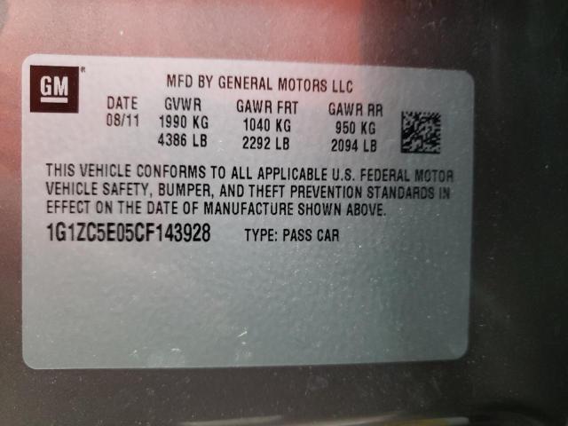 1G1ZC5E05CF143928 - 2012 CHEVROLET MALIBU 1LT ნაცრისფერი ფოტო 12