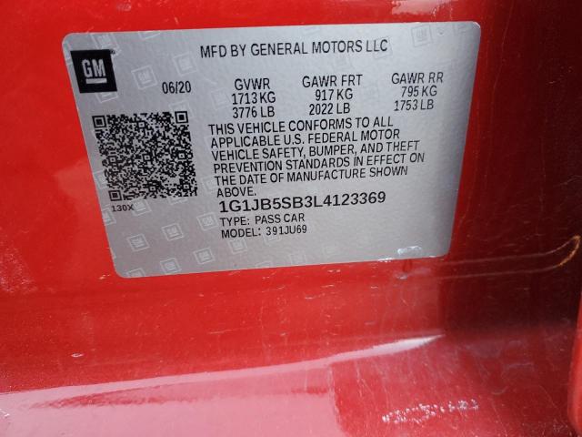 1G1JB5SB3L4123369 - 2020 CHEVROLET SONIC LS 红色 照片 12