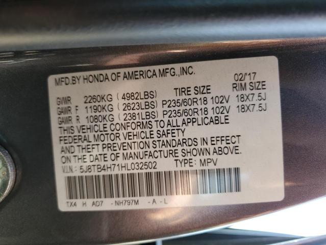 5J8TB4H71HL032502 - 2017 ACURA RDX ADVANCE GRAY photo 13