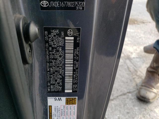 JTKDE167780275320 - 2008 TOYOTA SCION TC Boz foto 12