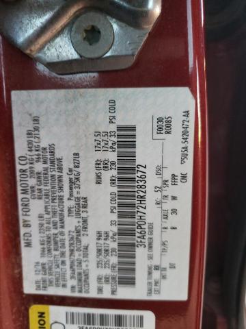 3FA6P0H72HR283672 - 2017 FORD FUSION SE RED photo 13