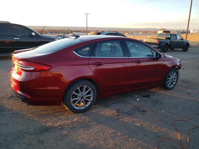 3FA6P0H72HR283672 - 2017 FORD FUSION SE RED photo 3