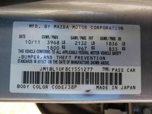 JM1BL1UF8C1551277 - 2012 MAZDA 3 I SILVER photo 12