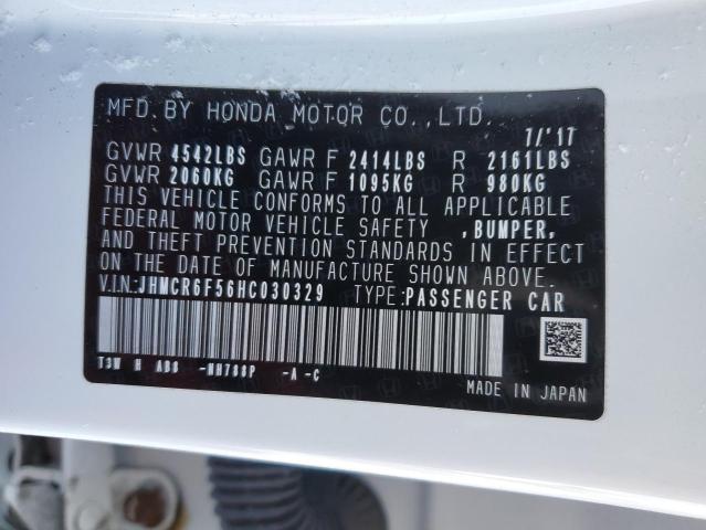 JHMCR6F56HC030329 - 2017 HONDA ACCORD HYBRID EXL WHITE photo 12