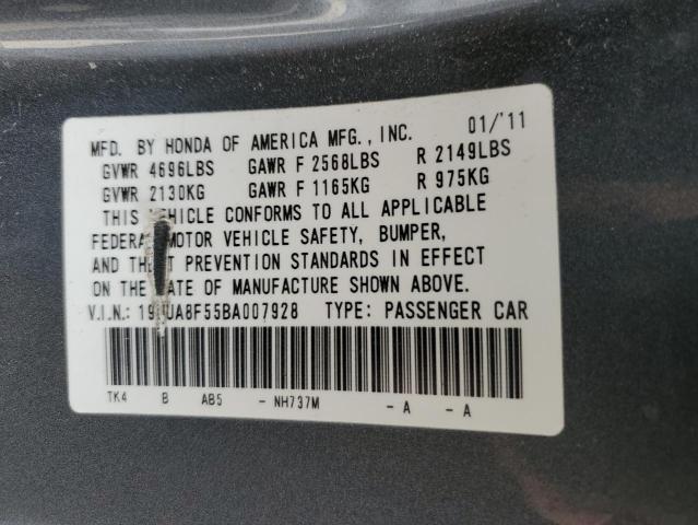 19UUA8F55BA007928 - 2011 ACURA TL GRAY photo 12