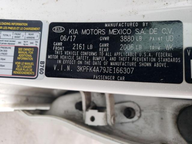 3KPFK4A79JE166307 - 2018 KIA FORTE LX WHITE photo 13