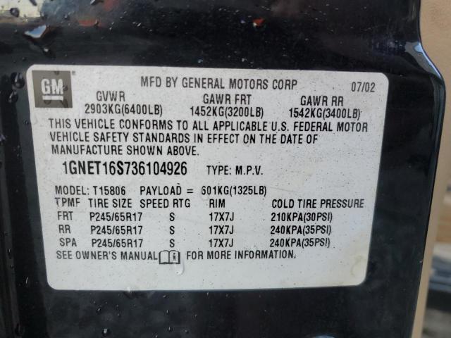 1GNET16S736104926 - 2003 CHEVROLET TRAILBLAZE EXT BLACK photo 13