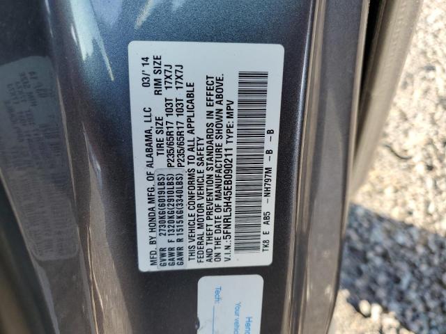 5FNRL5H45EB090211 - 2014 HONDA ODYSSEY EX GRAY photo 13