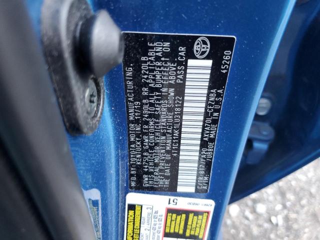 4T1C11AK1LU318122 - 2020 TOYOTA CAMRY LE ლურჯი ფოტო 12