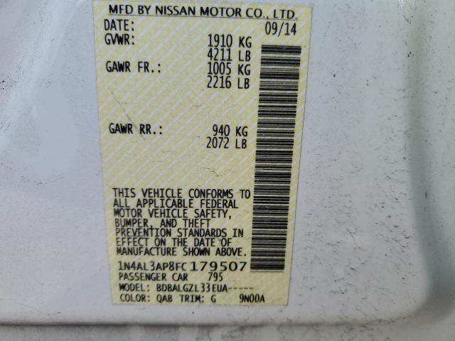 1N4AL3AP8FC179507 - 2015 NISSAN ALTIMA 2.5 WHITE photo 12