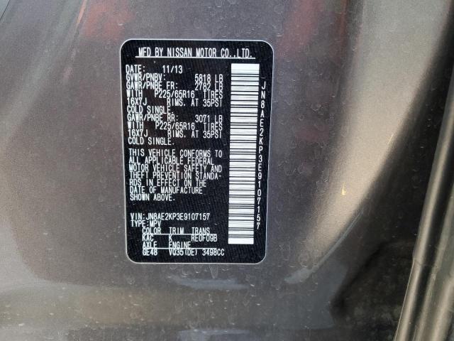 JN8AE2KP3E9107157 - 2014 NISSAN QUEST S SILVER photo 13