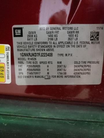 1GNKRJKD7FJ223408 - 2015 CHEVROLET TRAVERSE LTZ RED photo 13