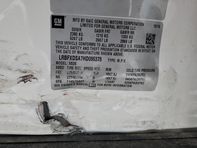 LRBFXDSA7HD086378 - 2017 BUICK ENVISION ESSENCE Weiß Foto 13