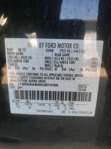 1FM5K8AB9NGB74366 - 2022 FORD EXPLORER POLICE INTERCEPTOR 黑色 照片 13