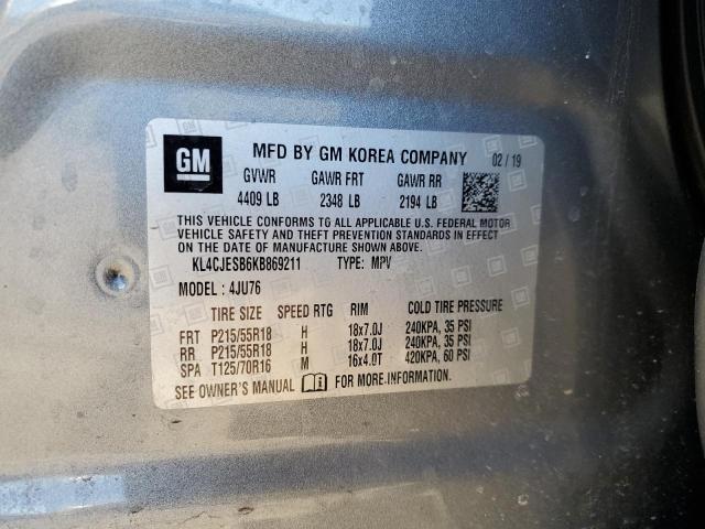 KL4CJESB6KB869211 - 2019 BUICK ENCORE PREFERRED CHARCOAL photo 12