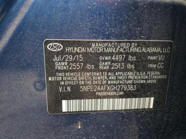 5NPE24AFXGH279383 - 2016 HYUNDAI SONATA SE BLUE photo 12